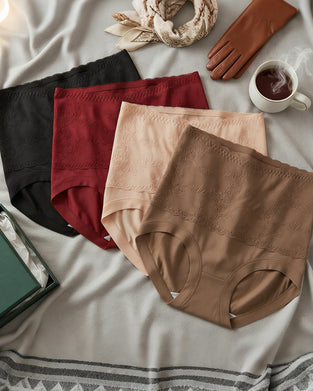 Bukser Kinesisk Stil Høy Midje Embossert Magekontroll