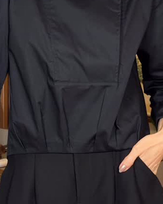 Bluse Asymmetrisk Ståkrage Diagonal Knapp