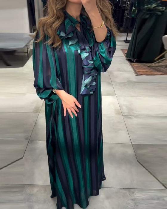 Kjole Vertikal Stripe Ruffle
