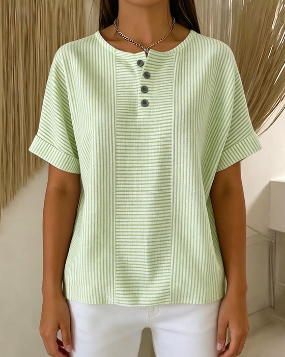 Bluse Rund Hals Kort Erm