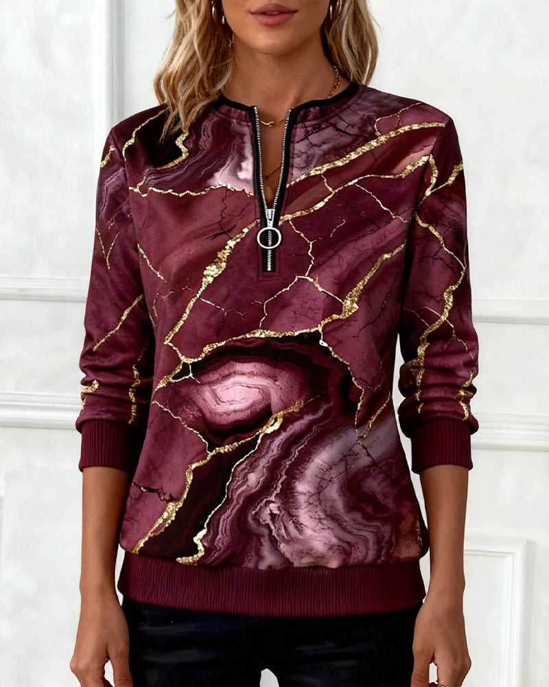 Genser Med Halv Glidelås Og 3d-Digitaltrykk