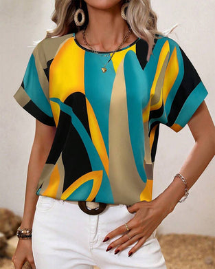 T-Skjorte Rund Hals Kontrasttrykk