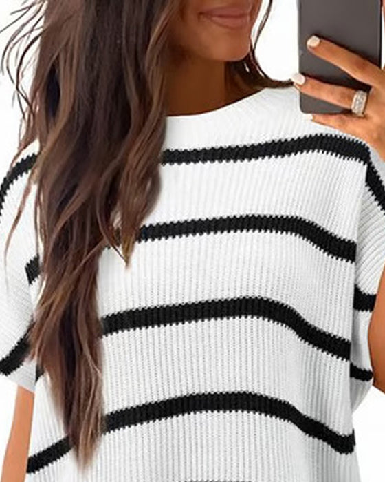 Pullover Ensfarget Rundhalset Flagermuserme