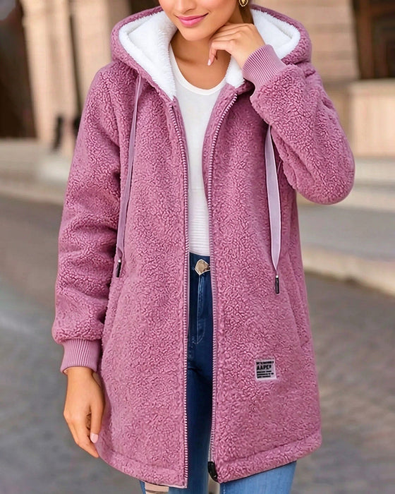 Kåpe Fleece Foret Glidelås Lomme Hetting