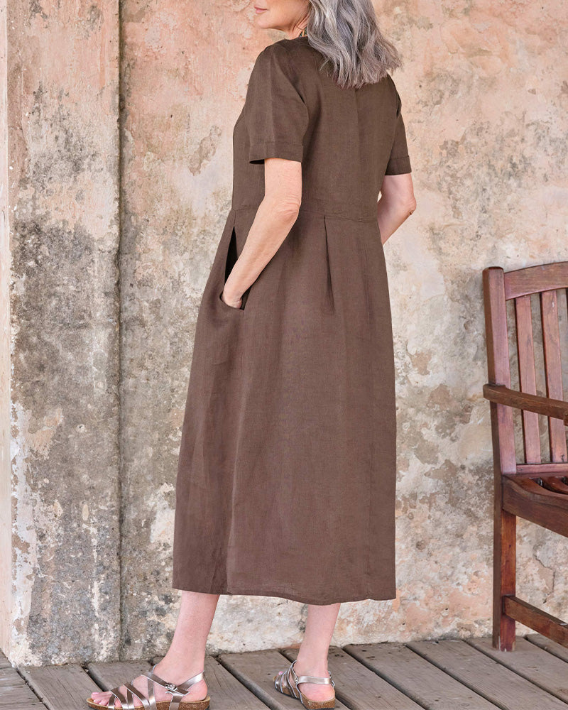 Kjole Motestil V-hals Kneppes