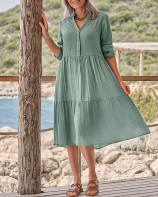 Kjole Enkel V-hals Kneppes