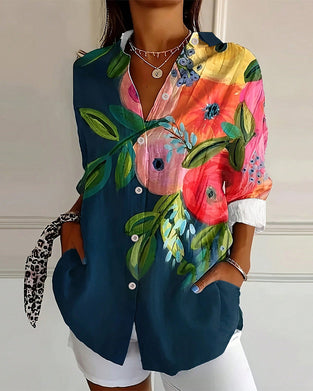 Bluse Trykt Ståkkrage