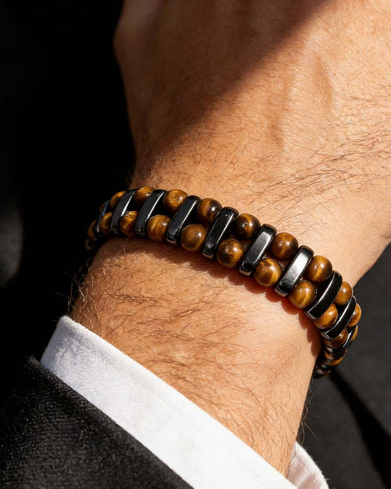 Naturlig Tigerøye Sten Armbånd