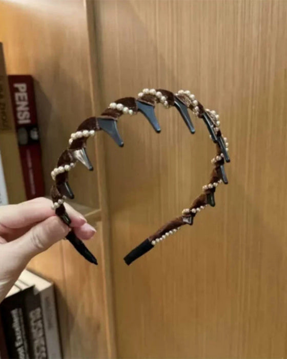 Hårbånd Vintage Høy Kranium Kunstperle