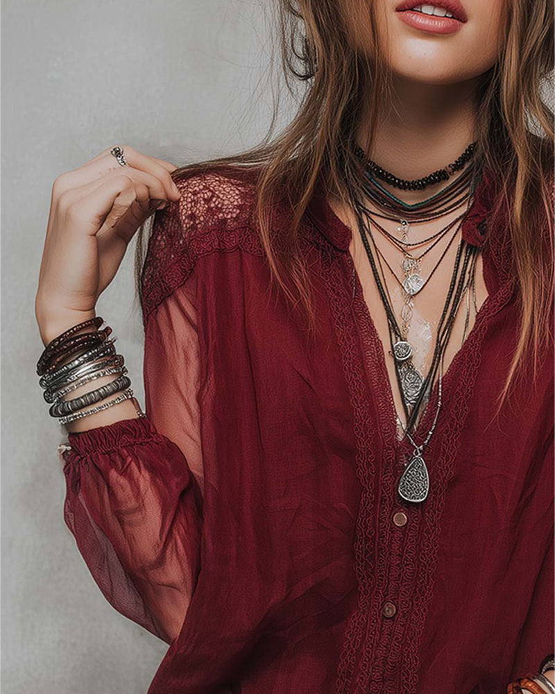 Bluse Modisk Patchwork Knipling