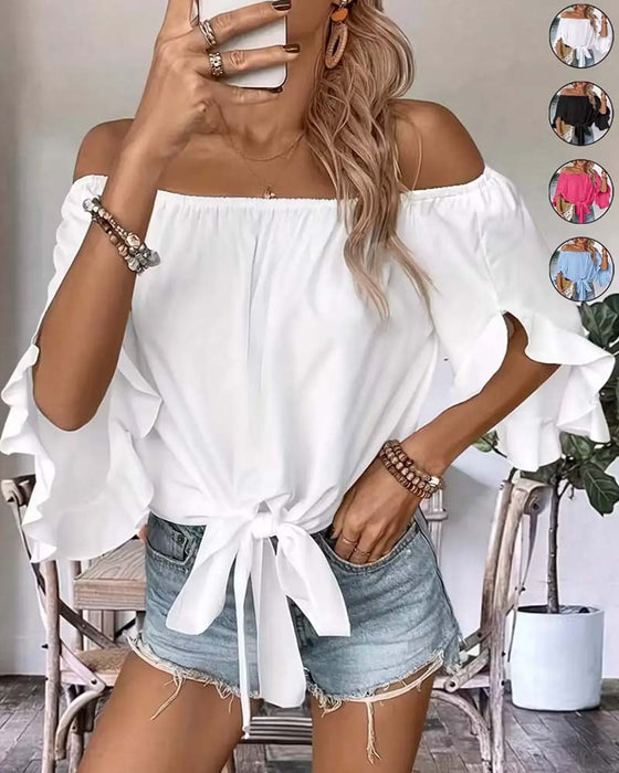 Bluse Bandage Off-Shoulder Rynket Erme