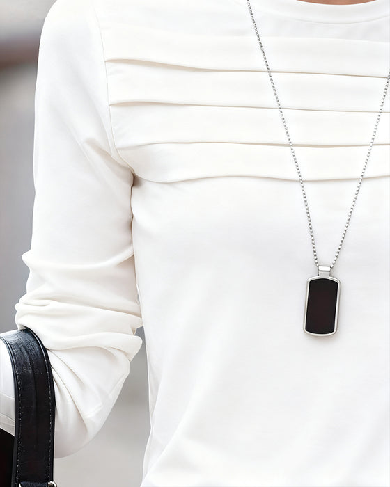 Topp Slim Fit Plissert Langermet