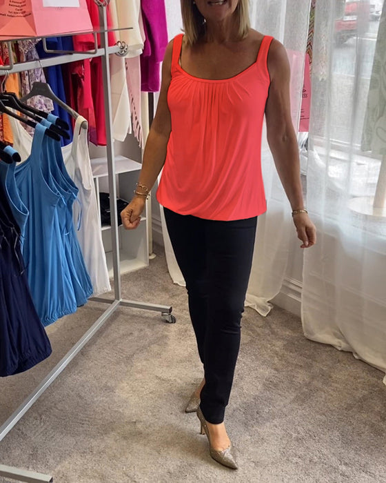 Sett Plissert solid tilfeldig ermeløs topp