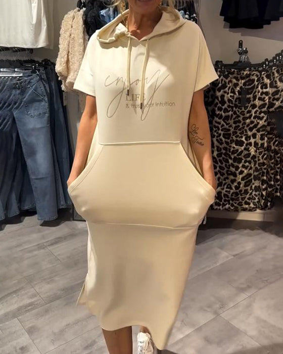 Kjole Med Hette Casual Snøring