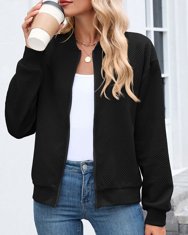 Frakk Ensfarget Baseballkrage Lang Erm