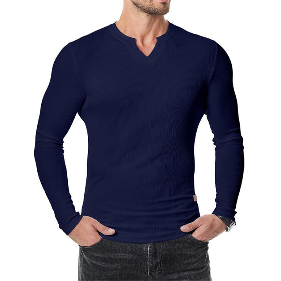 Skjorte Herre Slim Fit V-Hals Longline Muscle