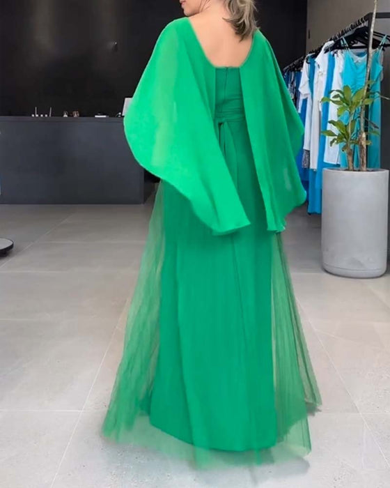 A-line maxikjole med rund hals