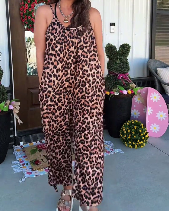 Hoppdress Leopardtrykk Stropper