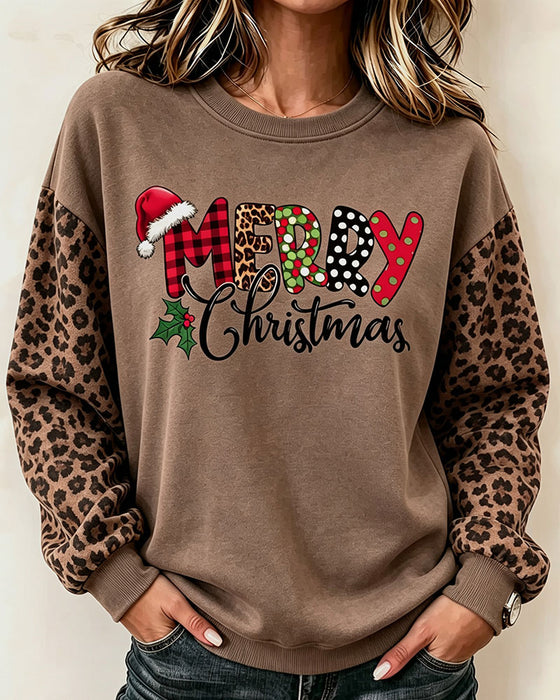 Sweatshirt Rund Hals Leopardtrykk