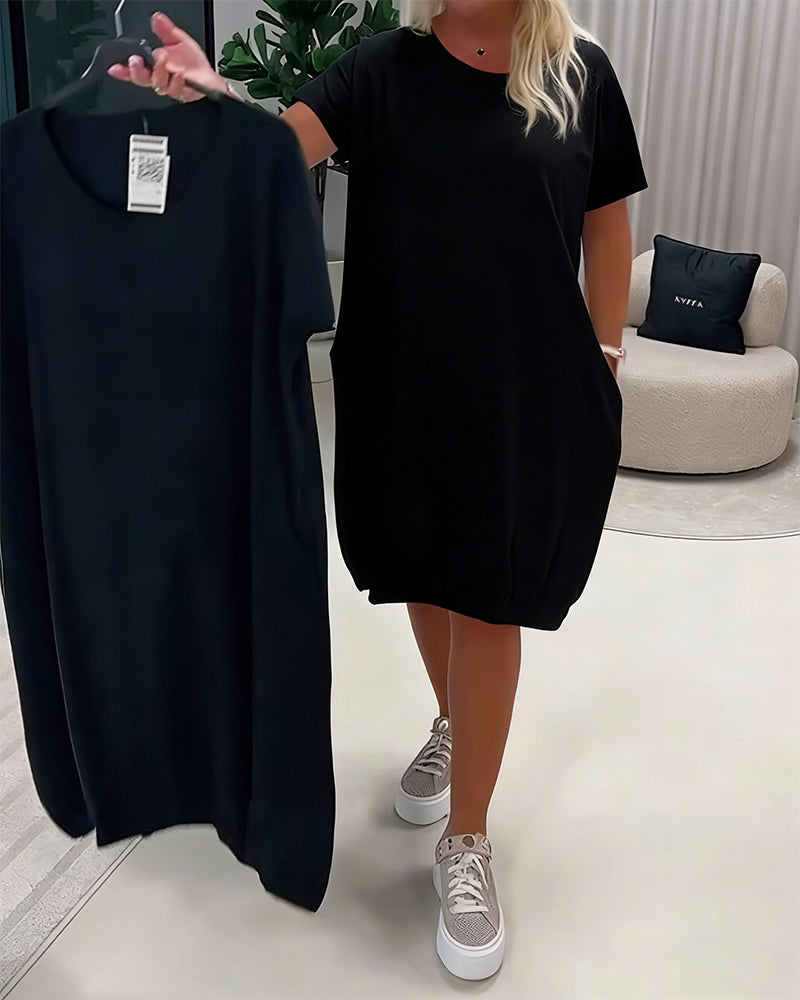 Kjole Kortærme Rund Hals Loose-Fit