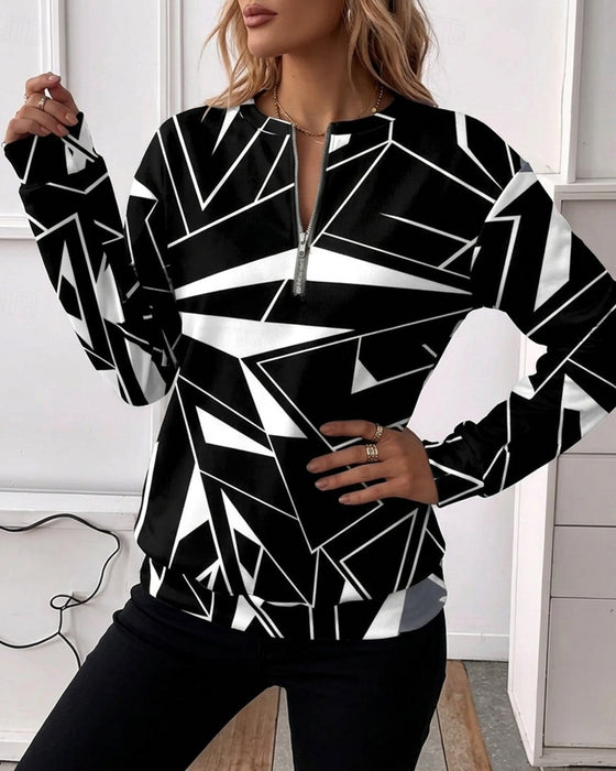 Sweatshirt Avslappet Glidelås Lang Erme