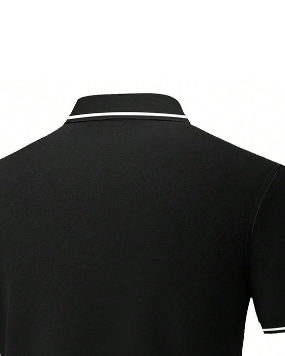 Skjorte Herre Regular Fit Kontrastbånd Kortermet Strikket Polo