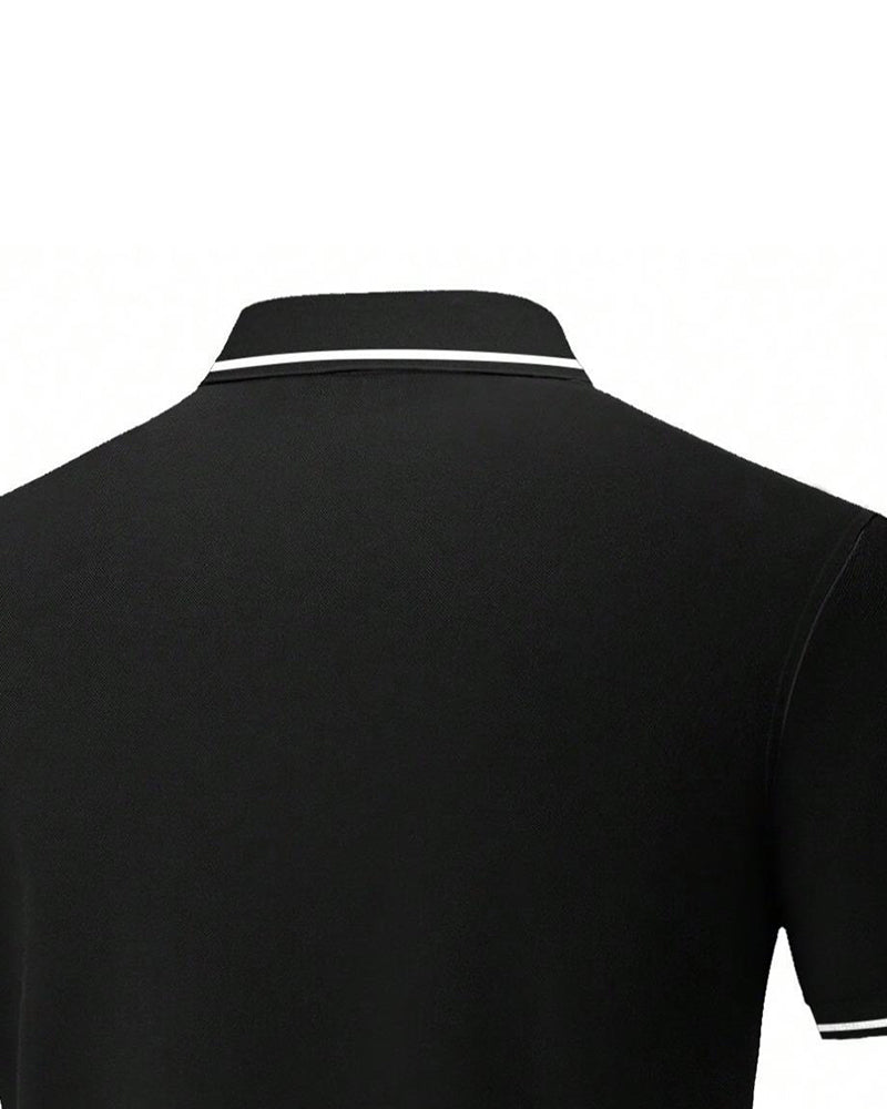 Skjorte Herre Regular Fit Kontrastbånd Kortermet Strikket Polo