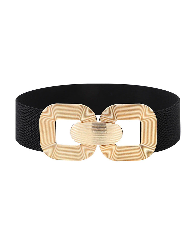 Vintage Gullspenne Høyelastisk Lærbelte For Kvinner