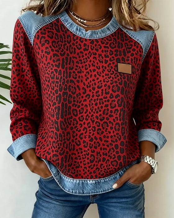 Genser Leopardtrykk Denim Lappetork