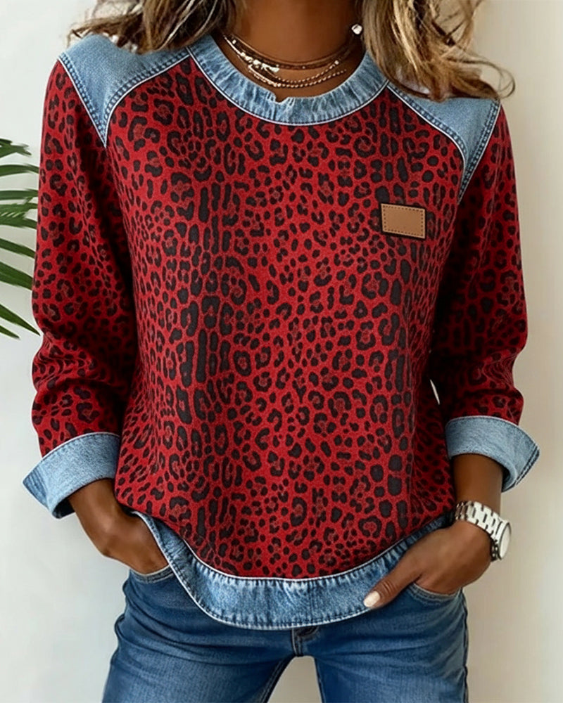 Genser Leopardtrykk Denim Lappetork