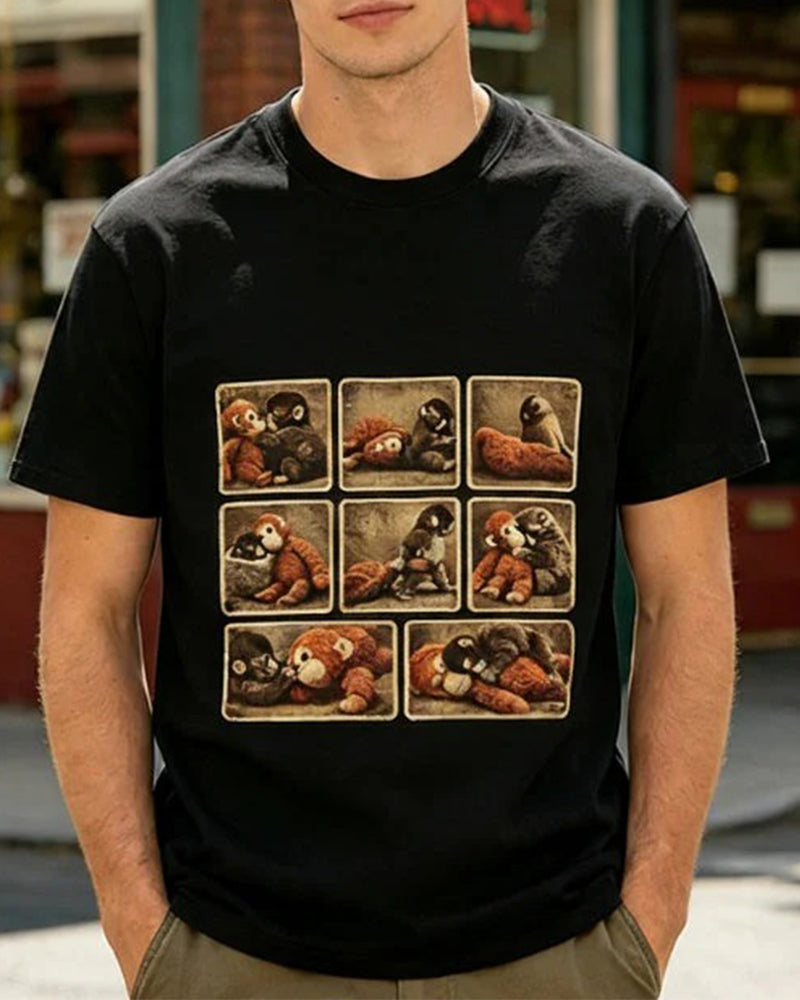 T-Skjorte Vintage Apetrykk Kortsermet