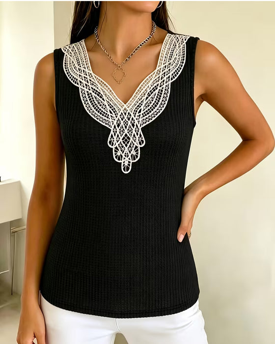 Tank Top Blonder V-Hals Ribbet
