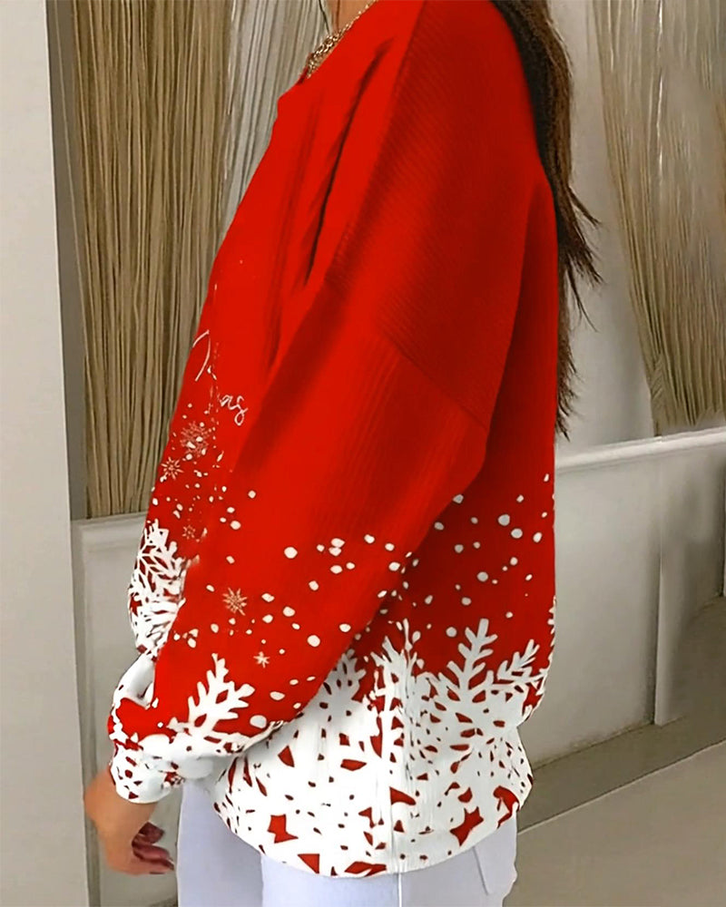 Swearshirt Med Juletretrykk Og Rund Hals