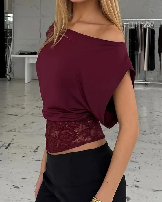 Bluser Off-Shoulder Chic Blonder Lappeteppe