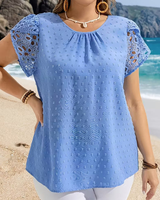 Bluse Rund Hals Pufferme