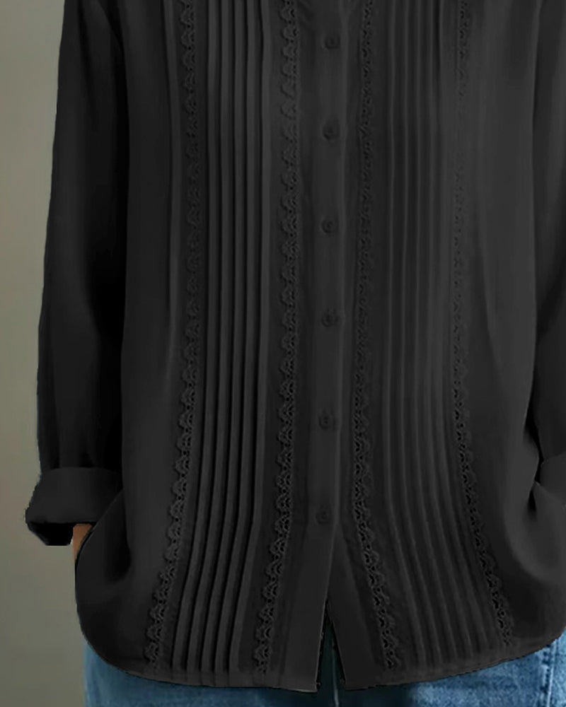 Skjorte Dukkekrage Ensfarget Langermet