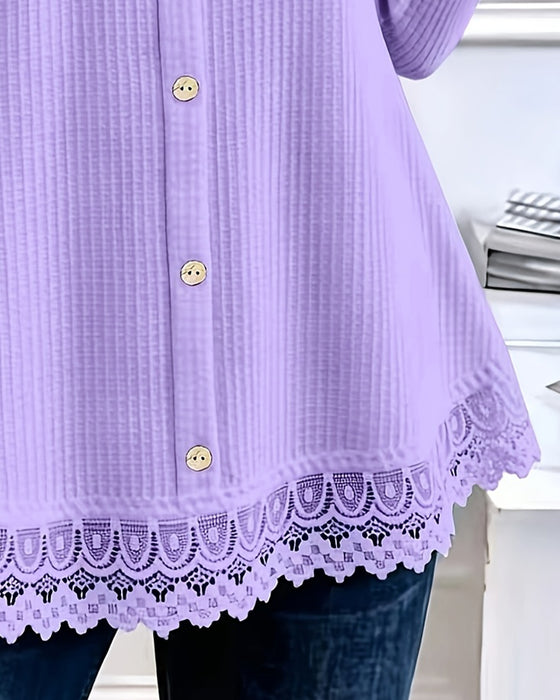 T-Shirt Lang Erme Vaffel Patchwork