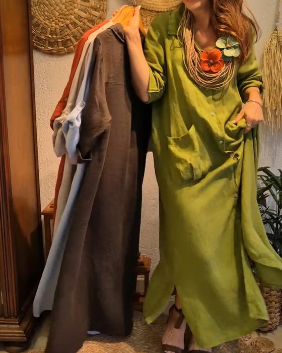 Kjole Lomme Lin Cardigan Avslappet