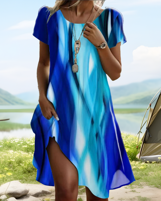 Kjole Pufferm Tie-Dye Rund hals