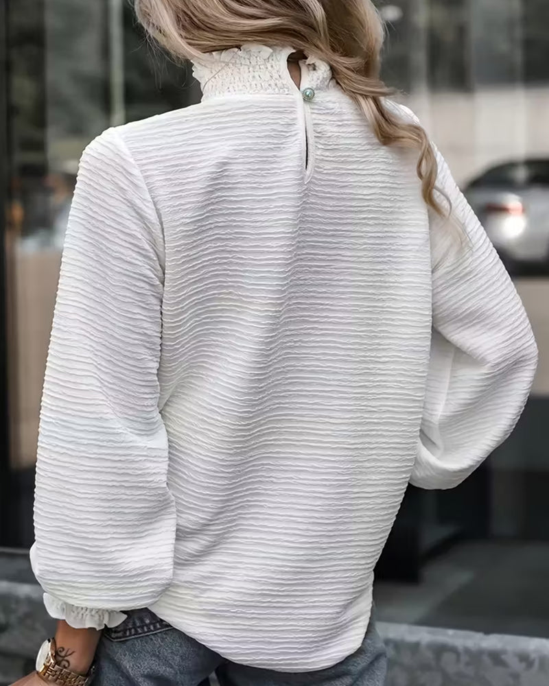 Skjorte Ensfarget Teksturert Rysj