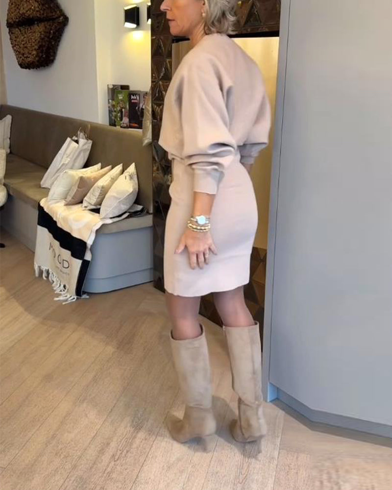 Kjole Med Halv-Zip Krage Design Och Temperamental Stil