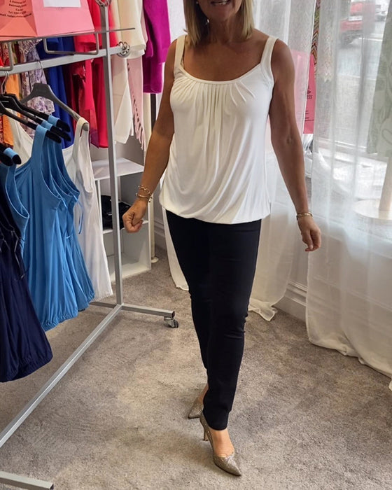 Sett Plissert solid tilfeldig ermeløs topp