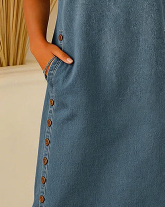 Kjole Knapping Casual Denim