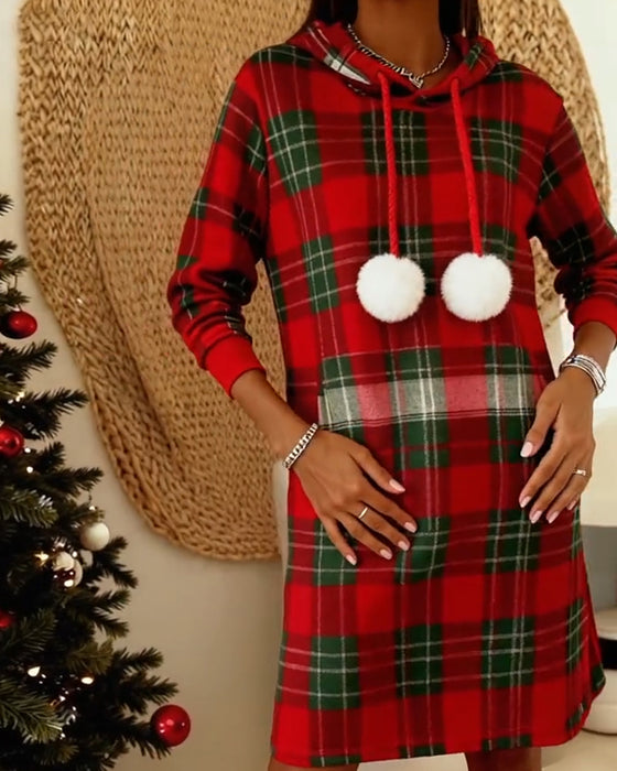 Kjole Med Hette Dusk Rutet