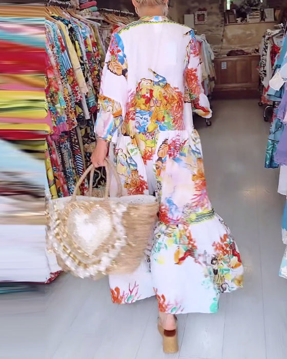 Patchworkkjole med Boho-trykk med knapper