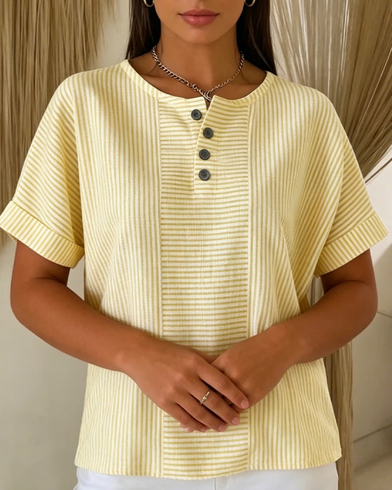 Bluse Rund Hals Kort Erm