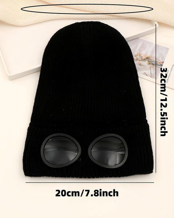 Unisex Ensfarget Goggle-linse Designet Beanie Lue