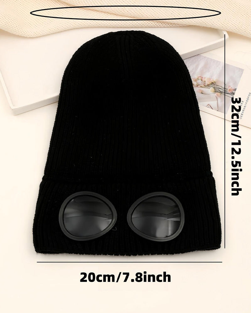 Unisex Ensfarget Goggle-linse Designet Beanie Lue
