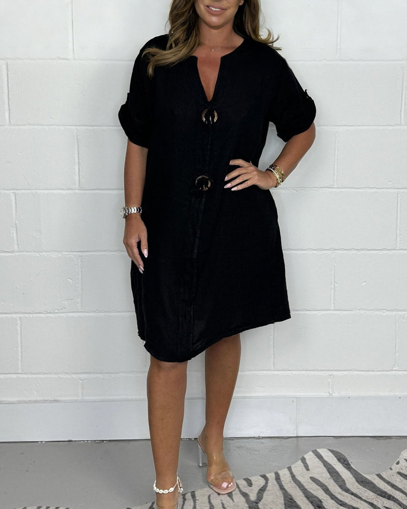 Ny Tunikakjole Med Knapper I Plusstørrelse