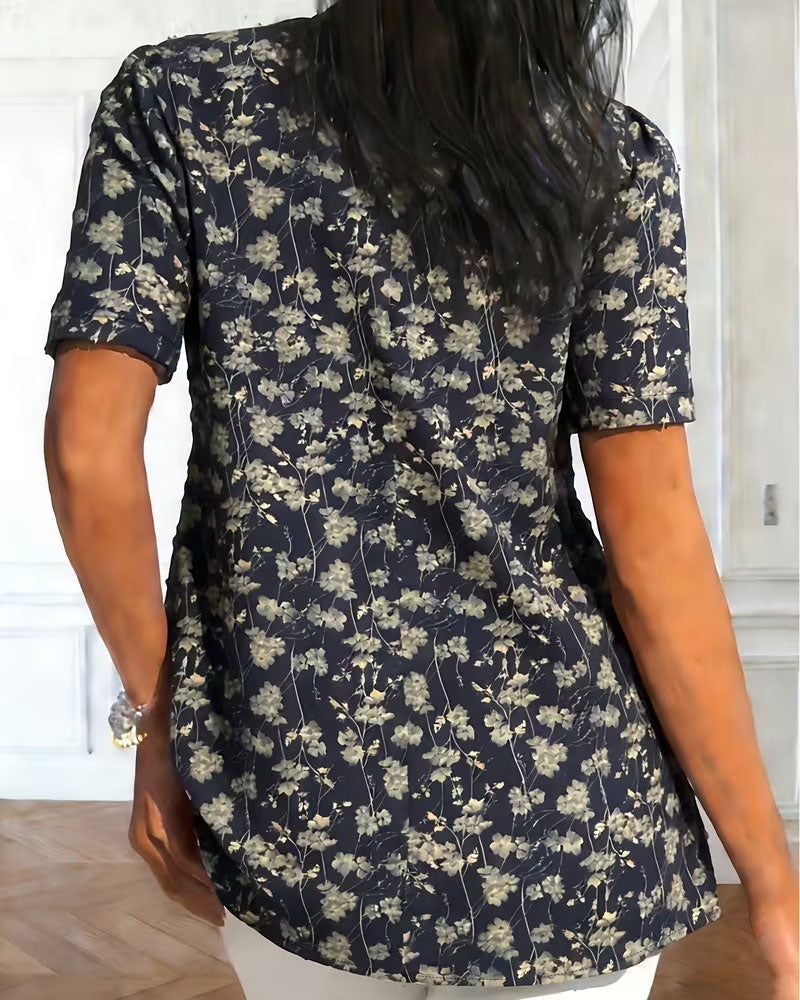 Bluse Vintage Rynket Blomstret